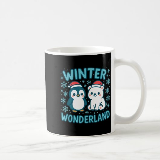 Cute Penguin And Lar Bear Winter Wonderland Christ Kaffeetasse (Rechts)