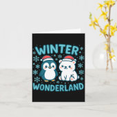 Cute Penguin And Lar Bear Winter Wonderland Christ Karte (Gelbe Blume)