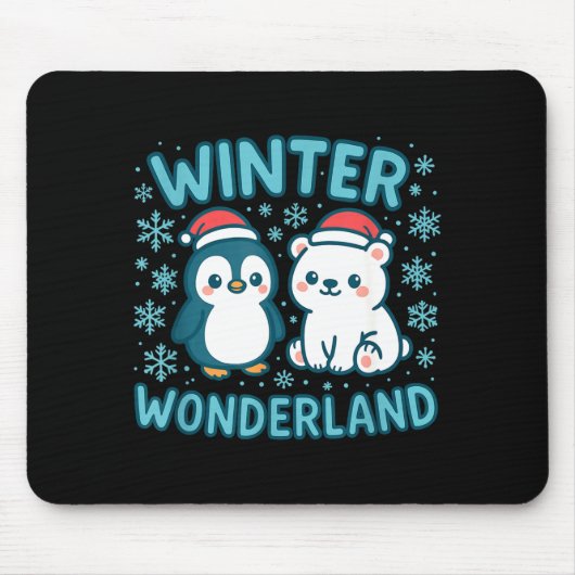 Cute Penguin And Lar Bear Winter Wonderland Christ Mousepad (Vorne)