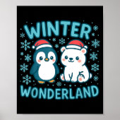 Cute Penguin And Lar Bear Winter Wonderland Christ Poster (Vorne)