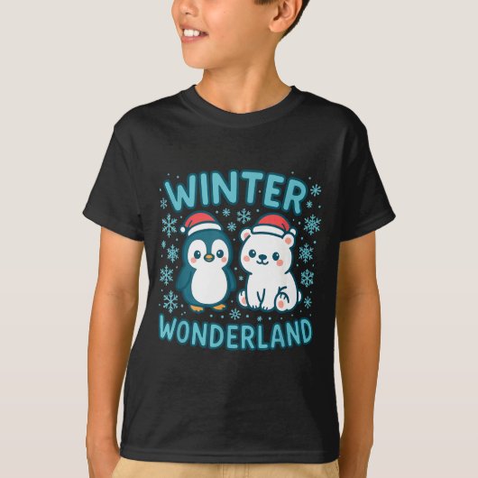 Cute Penguin And Lar Bear Winter Wonderland Christ T-Shirt (Vorderseite)