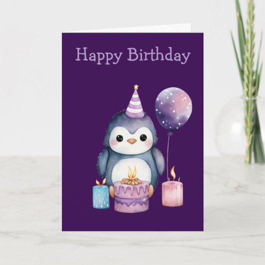Cute Penguin Birthday Karte (Vorderseite)