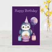 Cute Penguin Birthday Karte (Gelbe Blume)