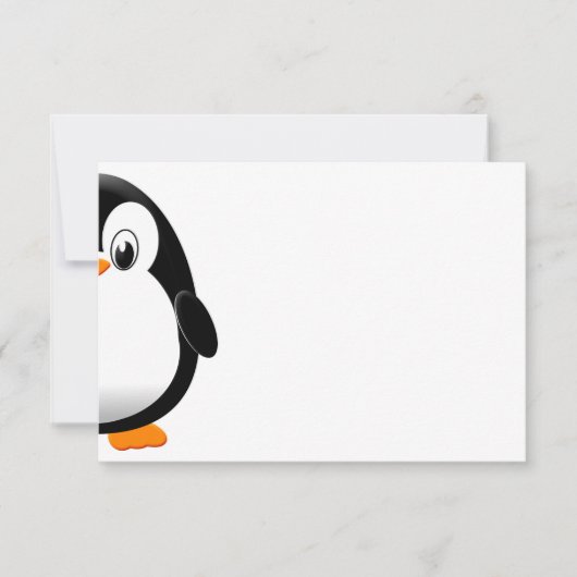 Cute Penguin Black and White Blank  Mitteilungskarte (Vorderseite)