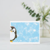 Cute Penguin Blue Watercolor  Postkarte (Stehend Vorderseite)