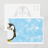 Cute Penguin Blue Watercolor  Postkarte (Vorne/Hinten)