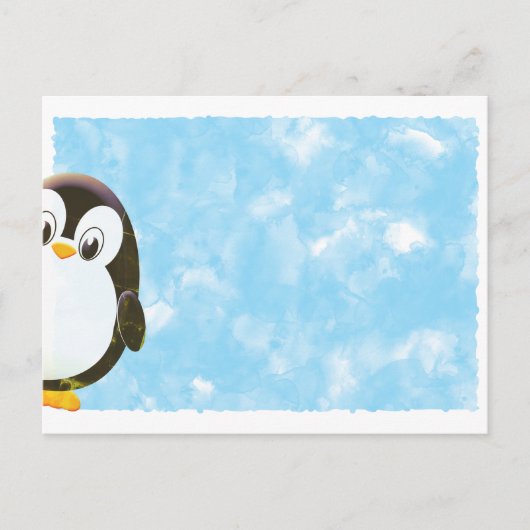 Cute Penguin Blue Watercolor  Postkarte (Vorderseite)