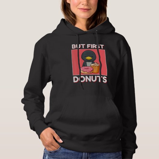 Cute Penguin But First Donuts And Cupcake Japanese Hoodie (Vorderseite)