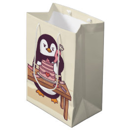 Cute Penguin Cake Decorator Valentine Gift Bag Mittlere Geschenktüte