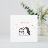 Cute Penguin Card - For Anniversary I Love You Karte (Stehend Vorderseite)