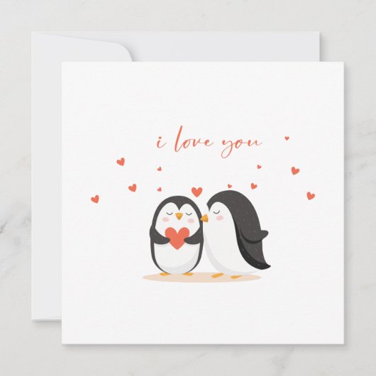Cute Penguin Card - For Anniversary I Love You Karte (Vorderseite)