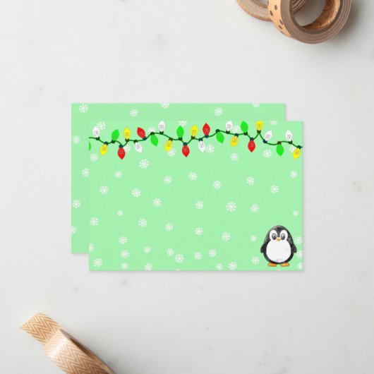 Cute Penguin Cartoon Blank Custom Christmas Winter Mitteilungskarte (Vorderseite/Rückseite Beispiel)