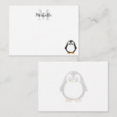 Cute Penguin Cartoon Blank Custom Monogram Mitteilungskarte (Vorne/Hinten)