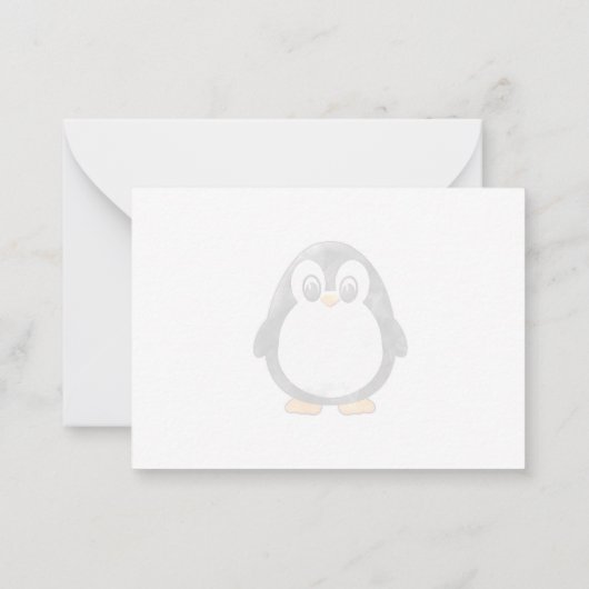 Cute Penguin Cartoon Blank Custom Monogram Mitteilungskarte (Rückseite)