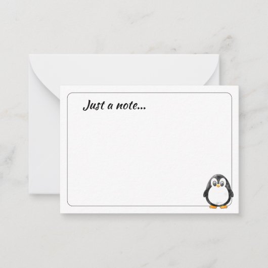 Cute Penguin Cartoon Blank Just a Note Mitteilungskarte (Vorderseite)