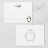 Cute Penguin Cartoon Custom Lined Monogram Mitteilungskarte (Vorne/Hinten)