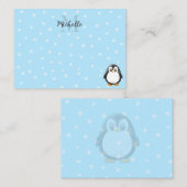 Cute Penguin Cartoon Snow Custom Monogram Mitteilungskarte (Vorne/Hinten)