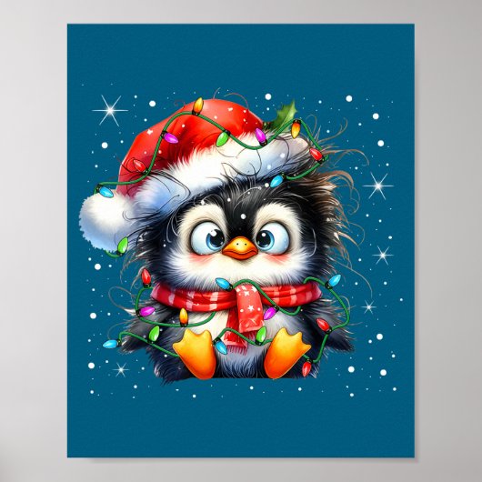 Cute Penguin Christmas Lights Penguins Lover Girls Poster (Vorne)