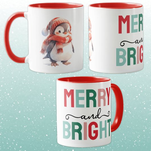 Cute penguin christmas merry and bright tasse