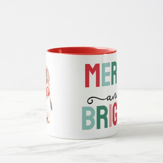 Cute penguin christmas merry and bright tasse (Zentrum)