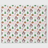 Cute Penguin Christmas Tree Holidays Geschenkpapier (Flach)