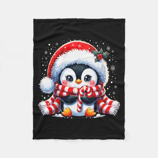 Cute Penguin Christmas Xmas Fleecedecke (Vorderseite)