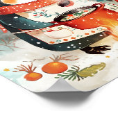 Cute Penguin Cooking Watercolor Winter Nursery Poster (Ecke)