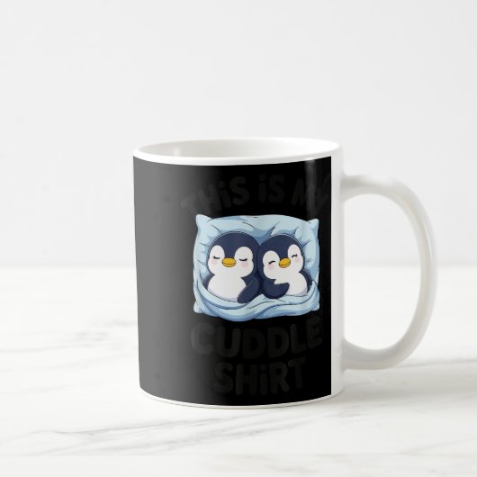 Cute Penguin Cuddle Cozy Sleep Matching Couple Kaffeetasse (Rechts)