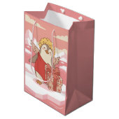 Cute Penguin Cupid Galentine Gift Bag Mittlere Geschenktüte (Vorderseite Schrägansicht)