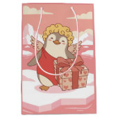Cute Penguin Cupid Galentine Gift Bag Mittlere Geschenktüte (Vorderseite)