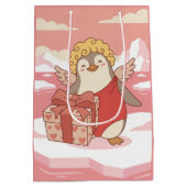 Cute Penguin Cupid Galentine Gift Bag Mittlere Geschenktüte (Rückseite)