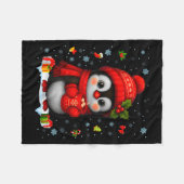 Cute Penguin Drink Hot Cocoa Christmas Xmas Men Wo Fleecedecke (Vorderseite (Horizontal))