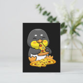 Cute Penguin eating Pizza Postkarte (Stehend Vorderseite)