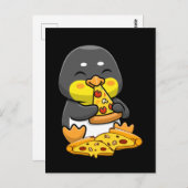 Cute Penguin eating Pizza Postkarte (Vorne/Hinten)