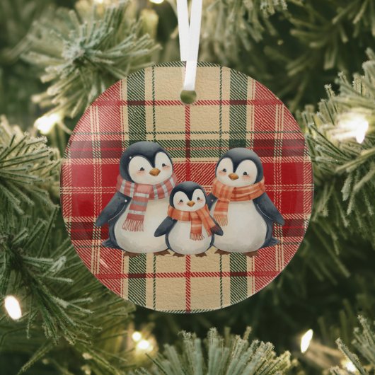 Cute Penguin Family Christmas Ornament  (InSitu)
