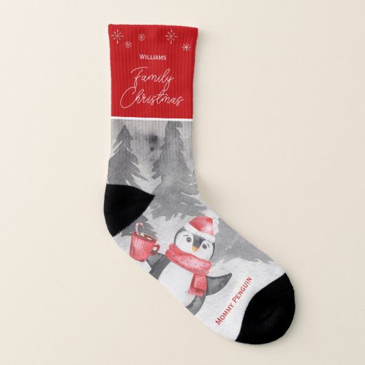 Cute Penguin Family Matching Christmas Mom Socken (Links - Innen)