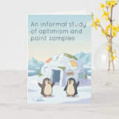 Cute Penguin First Igloo | Dry Humour New Home Karte (Gelbe Blume)