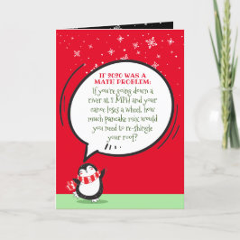 Cute Penguin Funny 2020 Math Problem Quote on Red Feiertagskarte