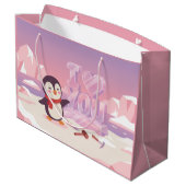 Cute Penguin I Love You Valentine Gift Bag Große Geschenktüte (Rückseite Schrägansicht)