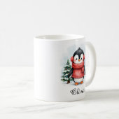 Cute Penguin in Sweater Custom Name Mug Kaffeetasse (VorderseiteRechts)