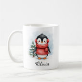 Cute Penguin in Sweater Custom Name Mug Kaffeetasse (Links)