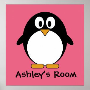 cute penguin kid's door poster