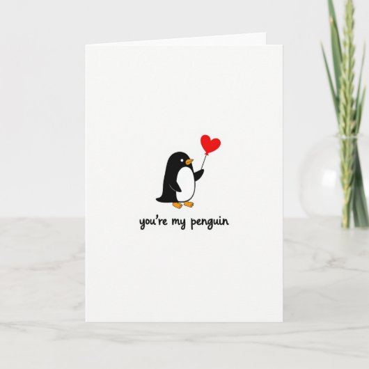 Cute Penguin Love Heart Card Karte (Vorderseite)