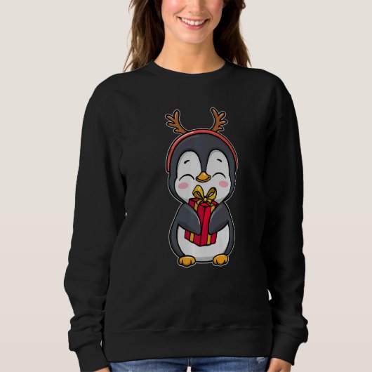Cute Penguin Merry Xmas Christmas Eve Party Costum Sweatshirt (Vorderseite)
