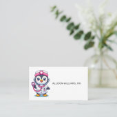 Cute Penguin Nurse Pink Stethoscope Beruflich Visitenkarte (Stehend Vorderseite)