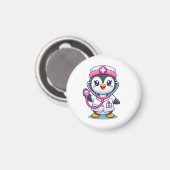 Cute Penguin Nurse Pink Stethoscope Custom Magnet (Vorderseite/Rückseite)