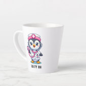Cute Penguin Nurse Pink Stethoscope Custom Milchtasse (Linke Ecke)