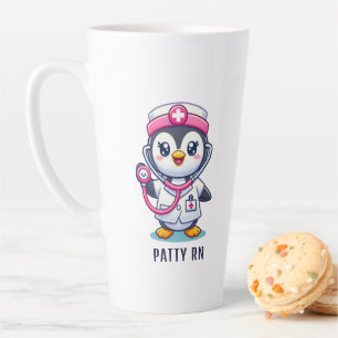 Cute Penguin Nurse Pink Stethoscope Custom Milchtasse