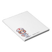 Cute Penguin Nurse Pink Stethoscope Custom Notizblock (angewinkelt)