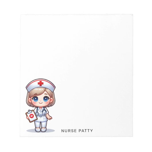 Cute Penguin Nurse Pink Stethoscope Custom Notizblock (Vorderseite)